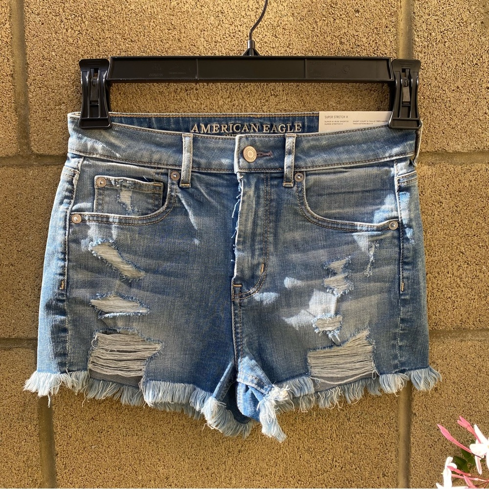 American Eagle Outfitters Women Jean Shorts Hi-Rise Size 4 Super Stretch NEW